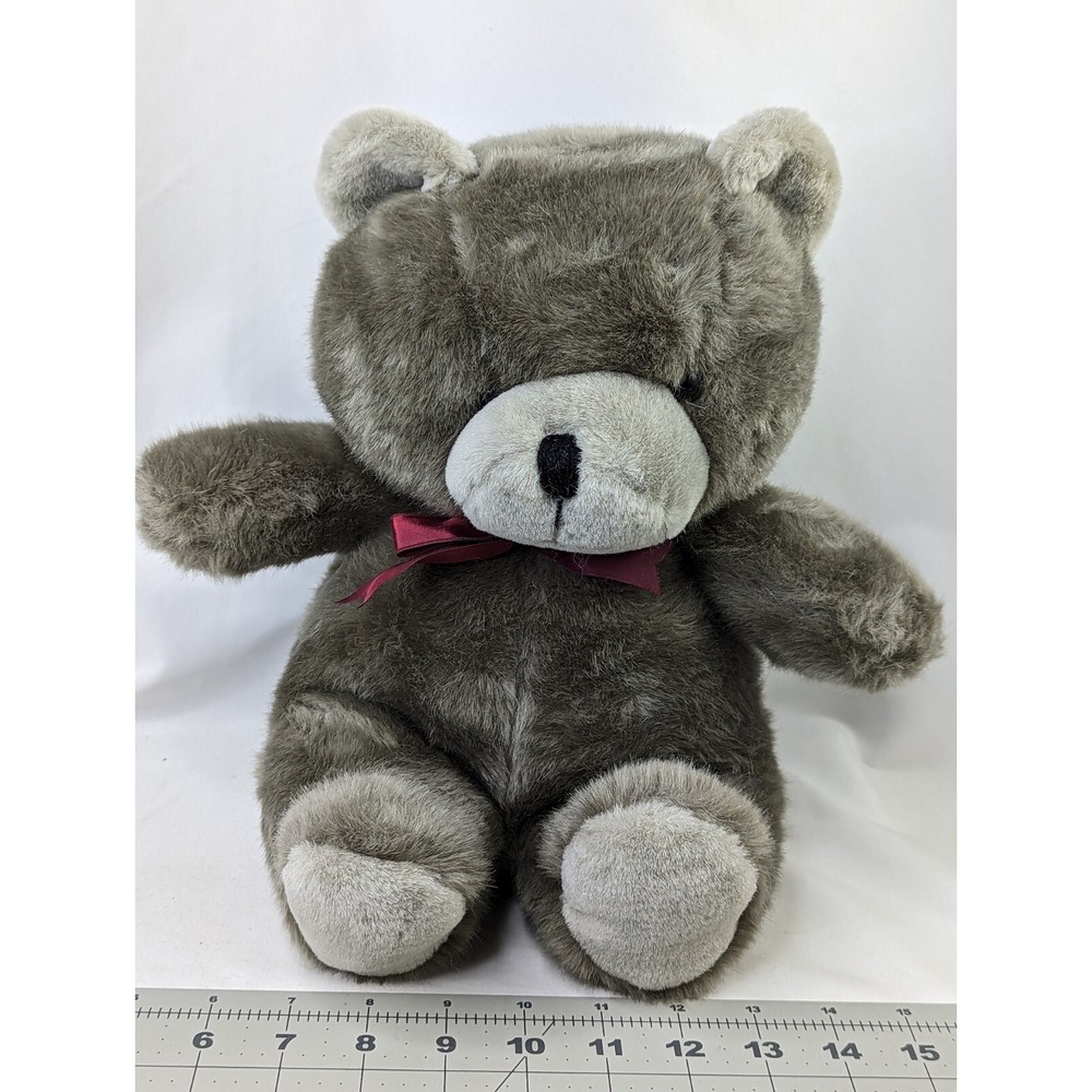 Vintage‎ Gray Bear Plush 12 Inch Stuffed Animal Toy